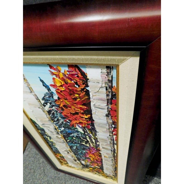 Textile Maya Eventov "Fall Brillance Suite" Original Oil on Canvas Tree Hand Signed, Framed For Sale - Image 7 of 8