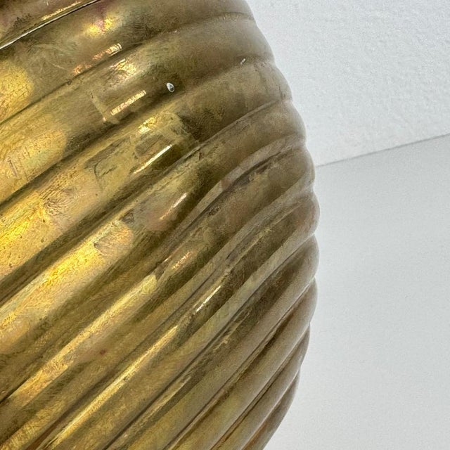 Vintage Ribbed Brass Vase by Paolo Marini for Laras Padova, Italy, 1960s For Sale - Image 9 of 11