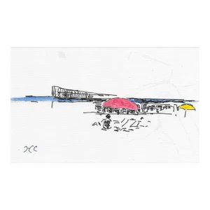 1980s Heard Cirker Beach Watercolor