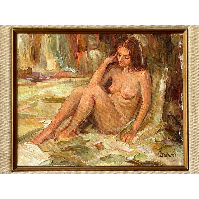 Vintage Nude Oil Painting in Dappled Impasto Framed For Sale - Image 10 of 12