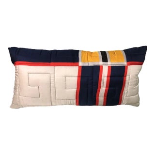 Vintage Color-Blocked Silk Twill Scarf Pillow Cover For Sale