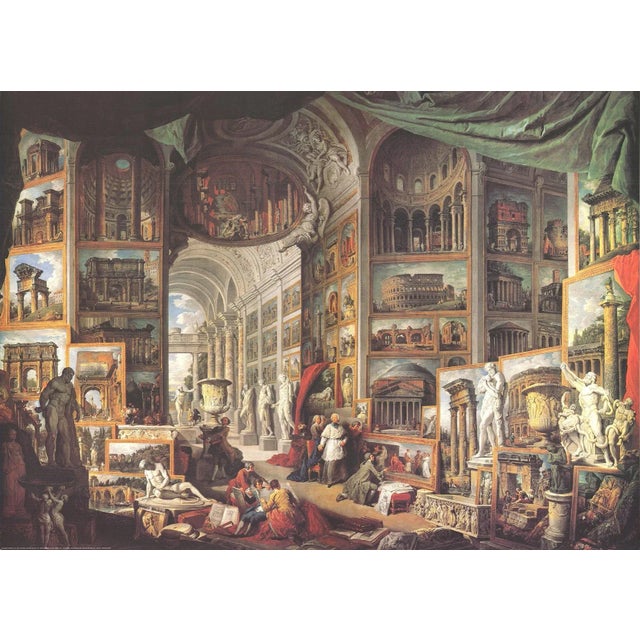 1990s 1996 Paolo Pannini 'Galleria Con Vedute Di Roma Antica' Contemporary Offset Lithograph For Sale - Image 5 of 5