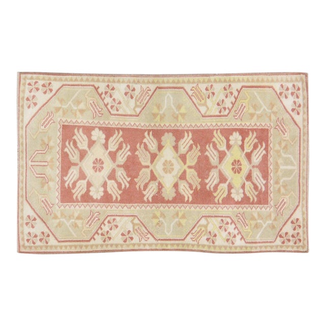 Vintage Turkish Anatolian Hand Knotted Wool Rug, 2'7x4'4 For Sale