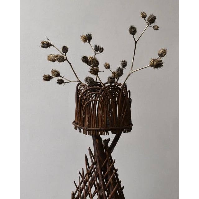 Antique Sculptural Rural Handicraft Bentwood Plant Stand, Circa Late 19th Century. The pyramid base employs use of stacked...