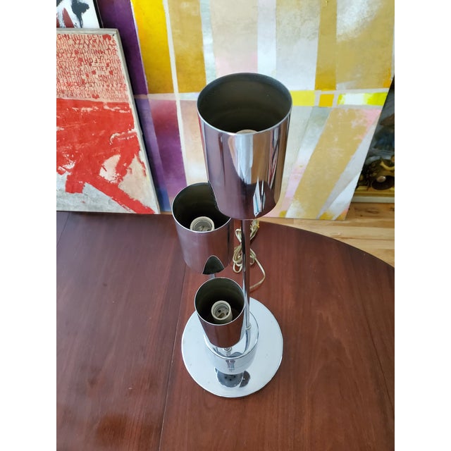 Vintage Mid-Century Modern Chrome Lamp For Sale - Image 4 of 7