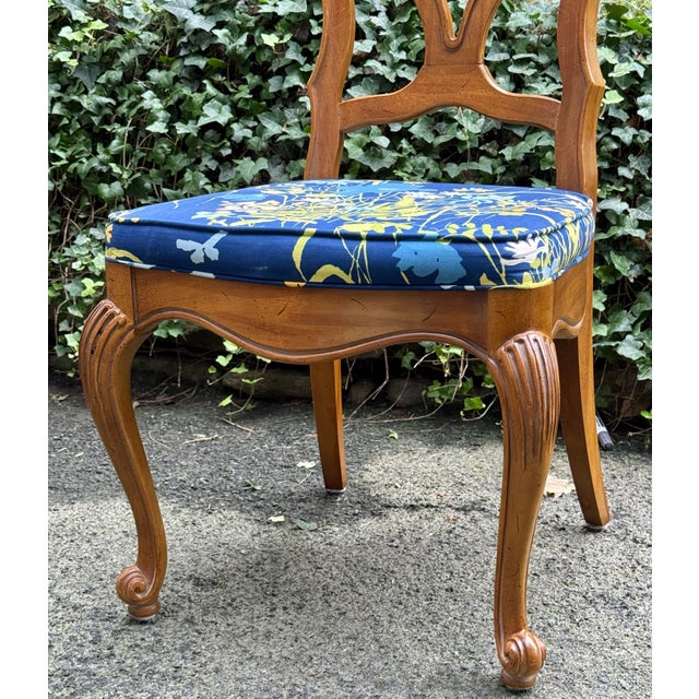 1970s Vintage Gravely Furniture Carved French Upholstered Chairs - Set of 6 For Sale - Image 5 of 12