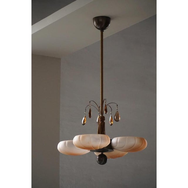 Vintage Swedish Art Deco Pendant Light by Harald Notini for Böhlmarks, 1930s For Sale - Image 4 of 13
