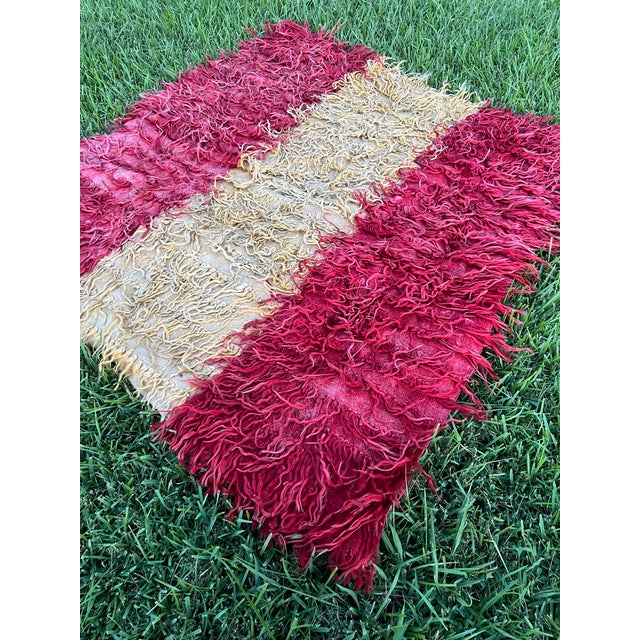 Boho Chic Vintage Anatolian Red Tulu Rug For Sale - Image 3 of 7