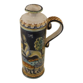 Hand-Painted Castelli Majolica Ewer For Sale