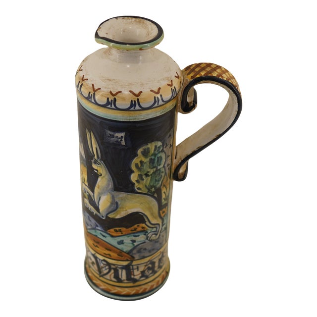 Hand-Painted Castelli Majolica Ewer For Sale