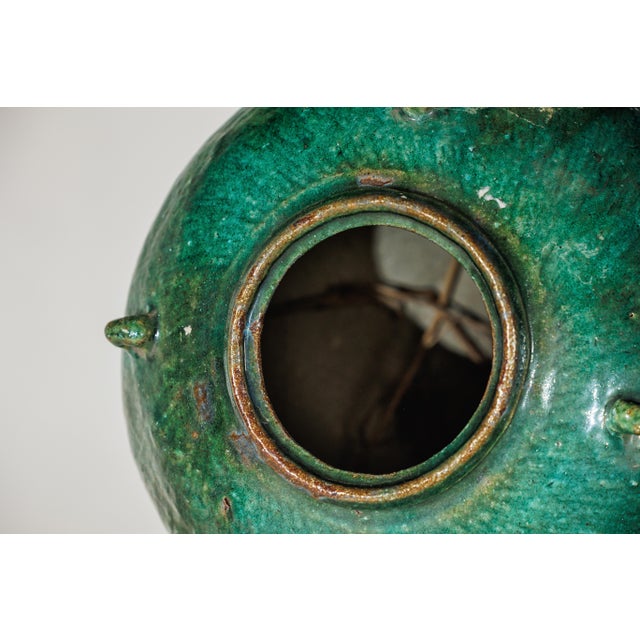 Antique Thai Green-Glazed Water Jar Planter with Loop Handles For Sale - Image 12 of 18