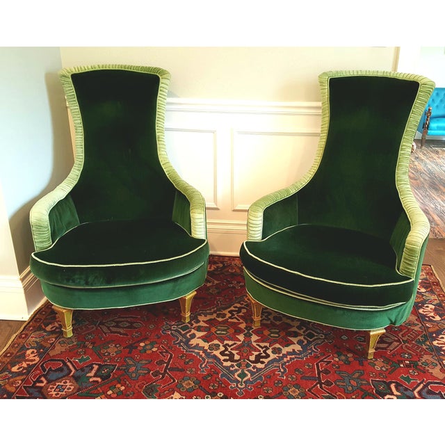 Emerald Green Velvet Club Chairs A Pair Chairish