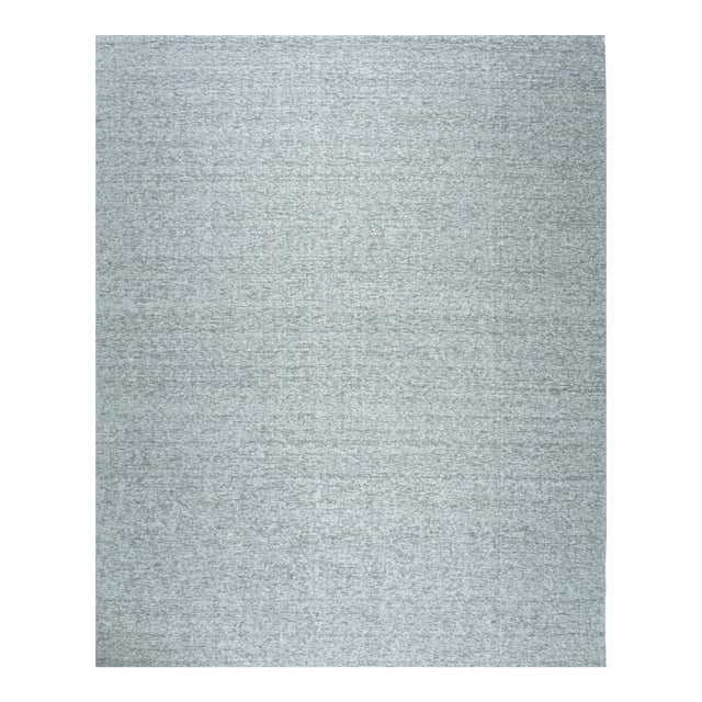 8x10 Opulent Alluring Silver Solid Open Field Handmade Wool Carpet Rug For Sale
