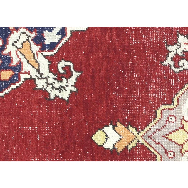 1960s Turkish Oushak Rug. Handwoven with wool on wool foundation in the Oushak region of Western Turkey. The Anatolian...