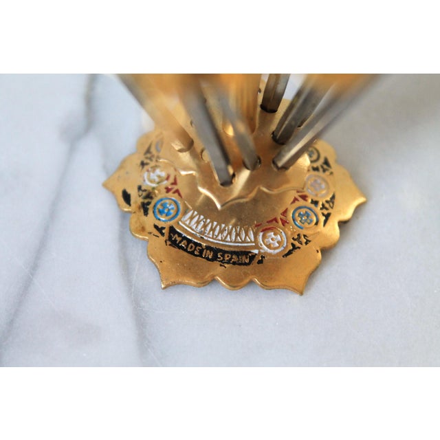1960s Vintage Spanish Toledo Brass Sword Cocktail Skewers Food Picks With Base For Sale In Milwaukee - Image 6 of 10