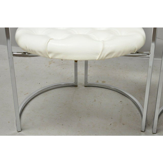Chromcraft Mid Century Chrome Frame Barrel Back White Vinyl Chairs