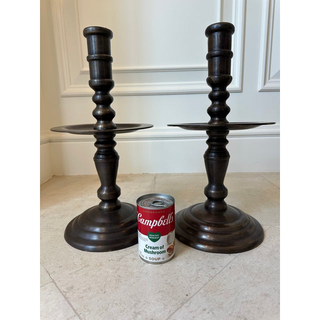 Vintage Monumental 16” Bronze Candlestick Holders -a Pair For Sale - Image 15 of 18