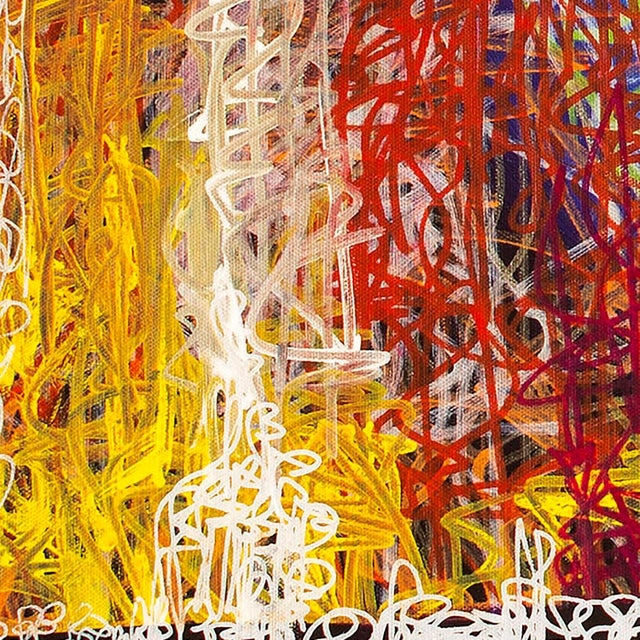 2010s Spaghetini — Abstract Expressionist Painting, Acrylics and Oil Markers on Canvas, 30 × 40 In For Sale - Image 5 of 6