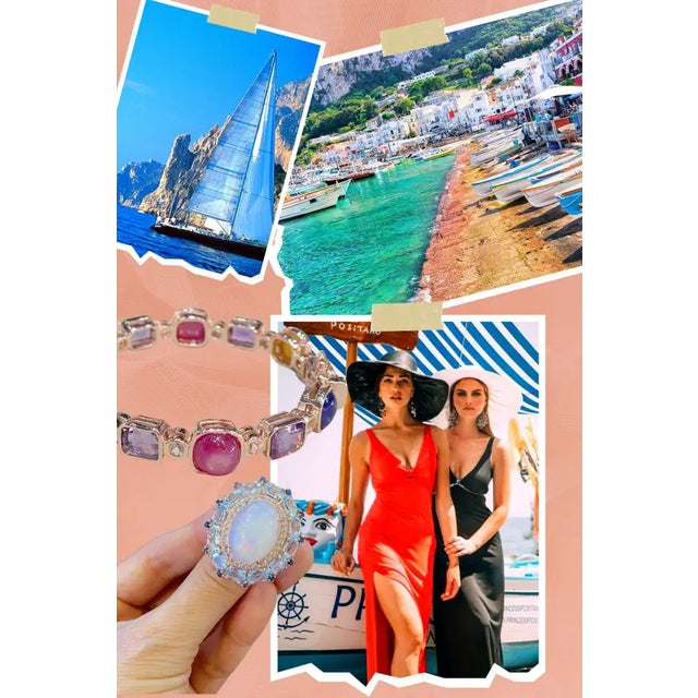Bochic “Capri” Red Ruby & Multi Color Sapphires Bangle Set In 18K Gold & Silver For Sale - Image 4 of 12