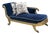 Antique 18th C Louis XVI Giltwood Chaise Fainting Couch - Sapphire Blue Mohair For Sale
