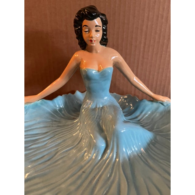 Beautiful oversized ceramic trinket/candy dish featuring a lady in a pretty blue dress. Unique and feminine, this would...