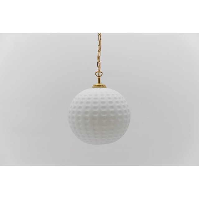 White Opaline Glass Golf Ball Pendant Lamp, Germany, 1960s For Sale - Image 10 of 10