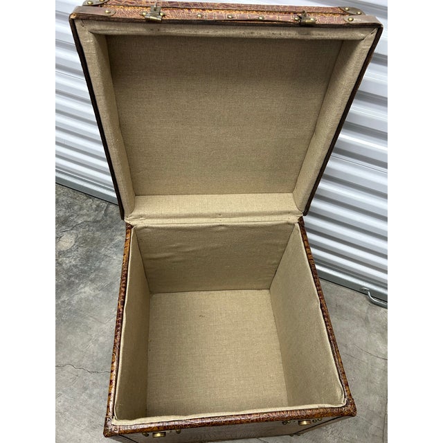 Brown Vintage Leather Faux Croc Trunk For Sale - Image 8 of 8