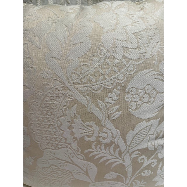English Elegant Pair of Pillows Fabricated in a Lovely Damask Fabric For Sale - Image 3 of 5