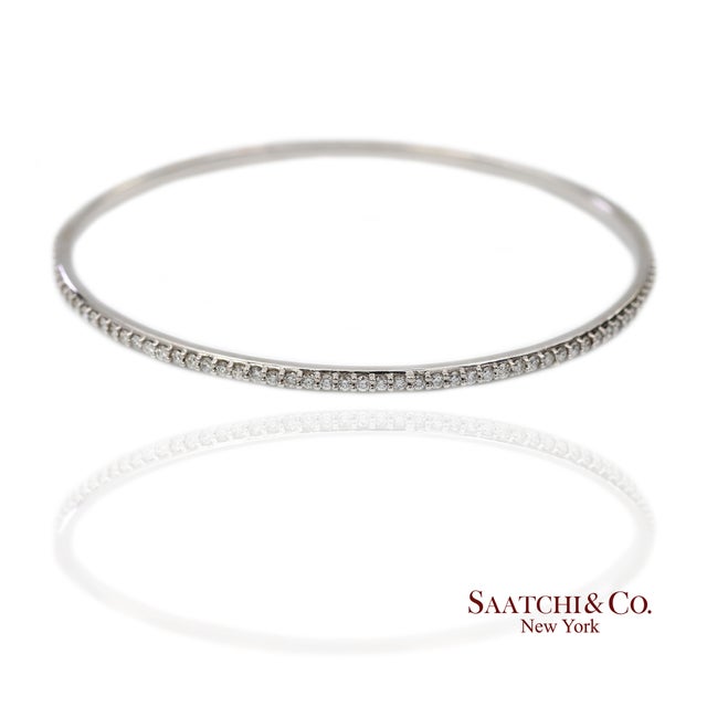 All Around Natural Diamond Bangle Bracelet Metal Type: 14k Solid White Gold Total Item Weight: 10.8 Grams Length: 2.6 in X...