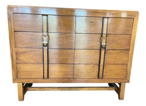 1970s Mid-Century Chest of Drawers With a Faux Buckle Front