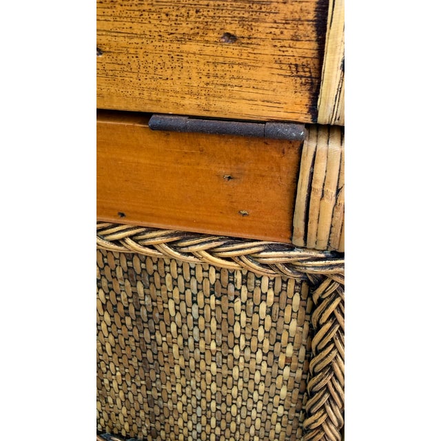 Pair Shabby Chic Rattan Trunks, Large and Small For Sale - Image 11 of 16