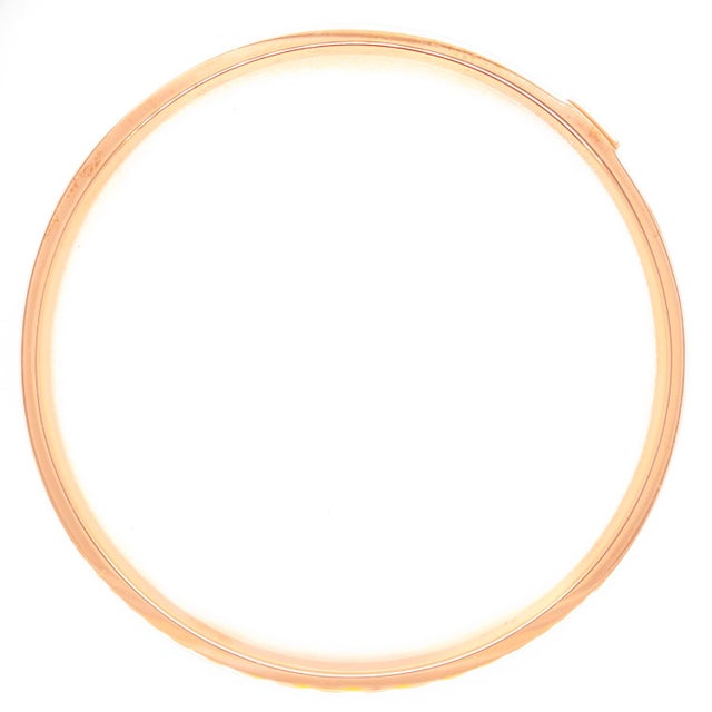 Vintage Hermes Paris Kawaii (Rose) Gold Plated & Epsom Leather Bangle Bracelet For Sale In Philadelphia - Image 6 of 12