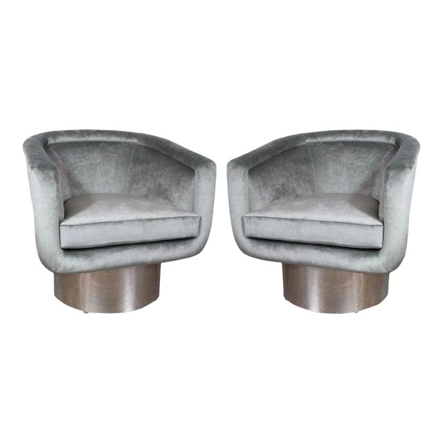 Chrome Swivel Chairs by Leon Rosen for Pace - A Pair For Sale