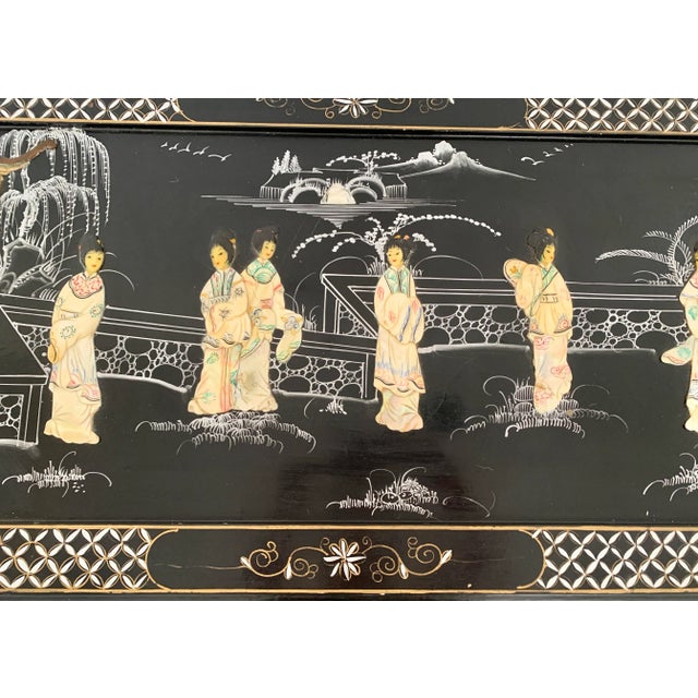 Black Lacquer Chinoiserie Coffee Table For Sale - Image 4 of 10