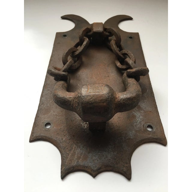 American 1940s Handmade Cast Iron Door Knocker For Sale - Image 3 of 7