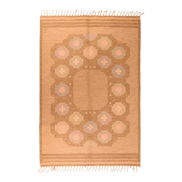 Vintage Swedish Kilim Rug 4'6'' x 6'8'' For Sale