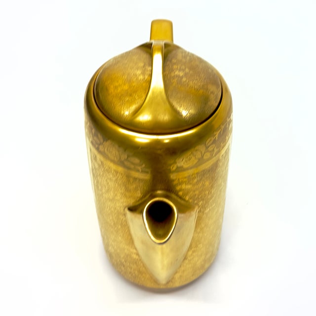 Exquisite Vintage Allover Gold Embellished Porcelain Coffee Pot Signed Nara Hendric 1937 For Sale In Miami - Image 6 of 14