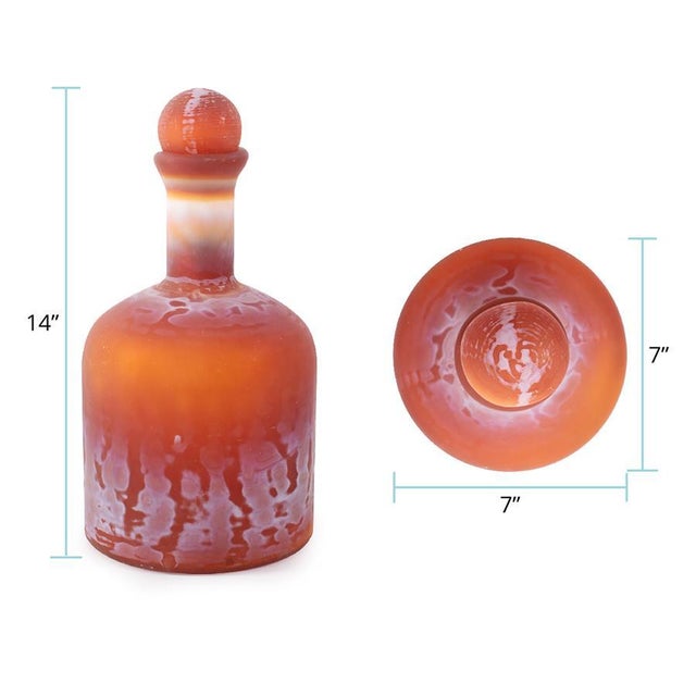 Glass Mercer Glass Capped Bottle in Tangerine- Short For Sale - Image 7 of 9