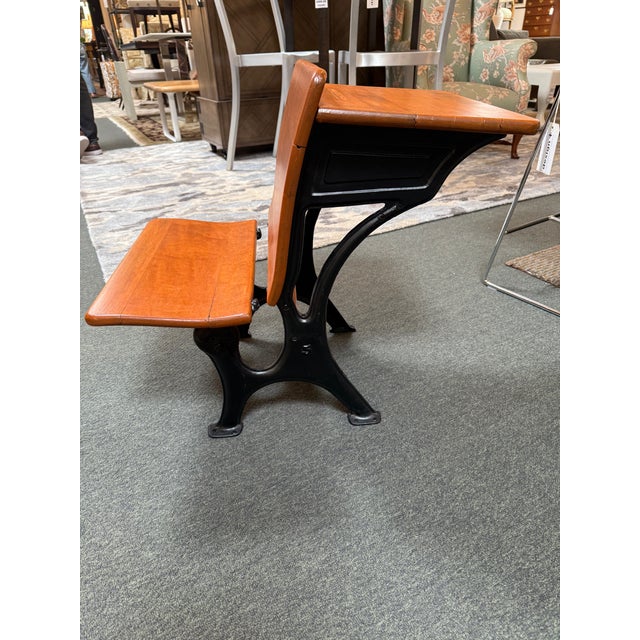 Wood Antique School Desk, Circa 1920s For Sale - Image 7 of 12