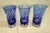 Vintage Elaborate Cut to Clear Crystal Glass Czech Cobalt Blue Shot Glasses - Set of 3 For Sale - Image 4 of 11