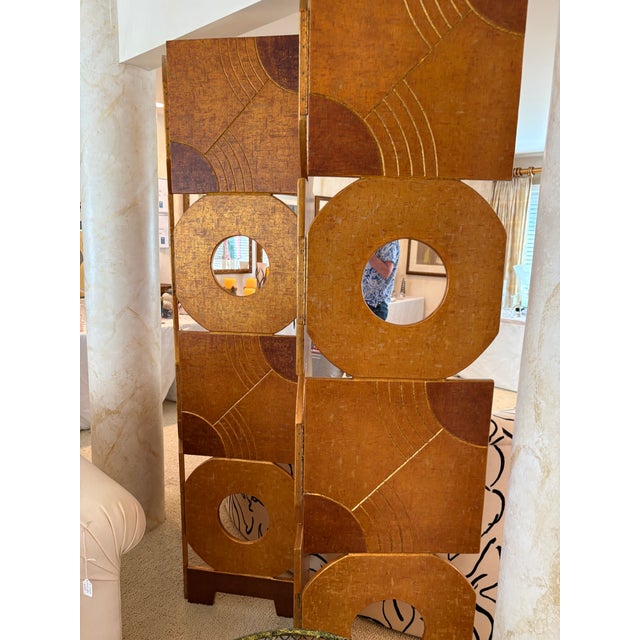 Modern Post Modern Style Hand Crafted Gilded Wood Room Divider by James Johnston For Sale - Image 3 of 18