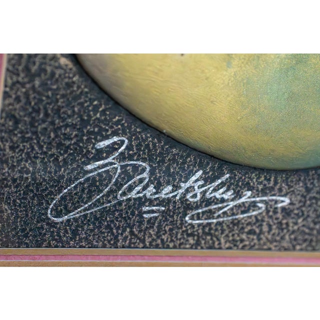 Mid-Century Modern Joel Zaretsky Signed Mixed Media Abstract Wall Art Framed 24x20 Textured For Sale - Image 3 of 10