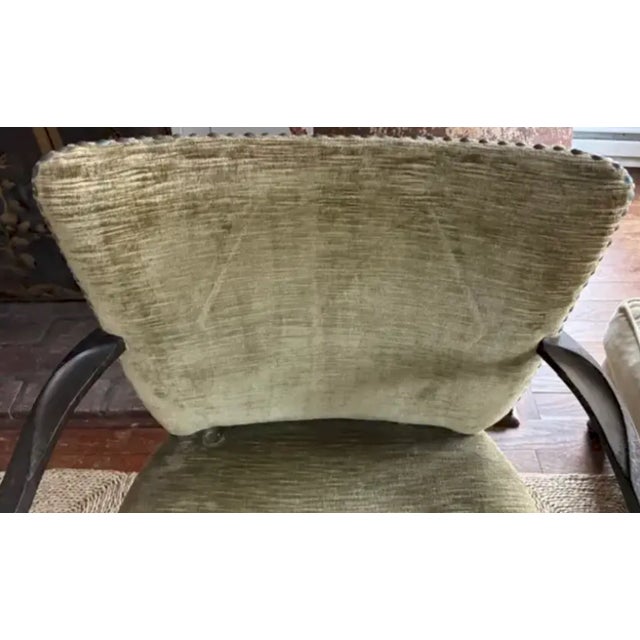 Mid Century Arm Chair With Velvet Nail Heads For Sale - Image 11 of 12