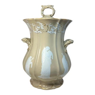 Victorian Samuel Alcock Stoneware & Gilt Slop Jar (C. 1850) For Sale