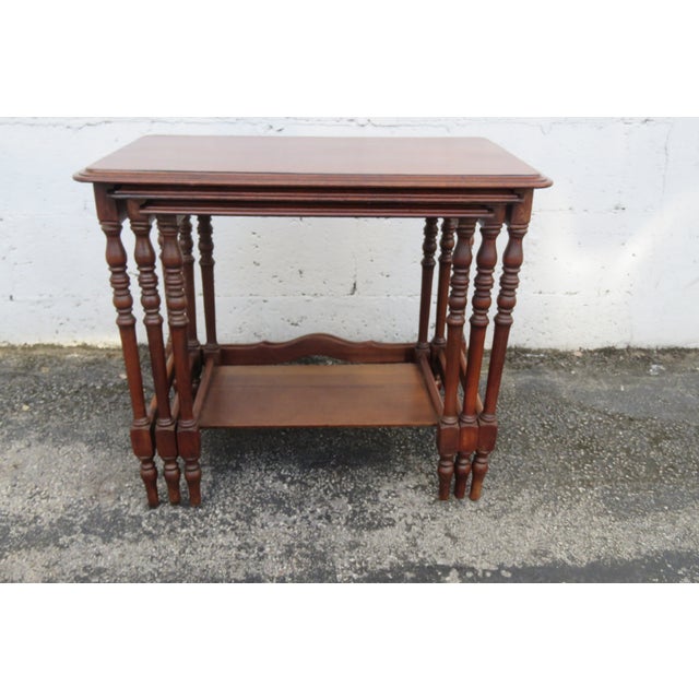 Early 1900s Mahogany Nesting Side End Tables Set of Three 6225 For Sale - Image 17 of 18