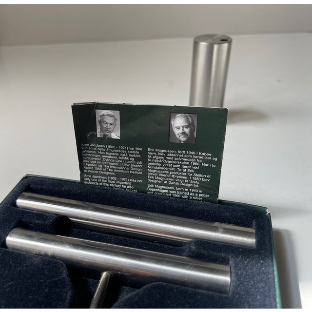 Corkscrew, Bottle Opener and Toothpick Dispenser by Arne Jacobsen for Stelton, 1990s, Set of 3 For Sale - Image 4 of 8