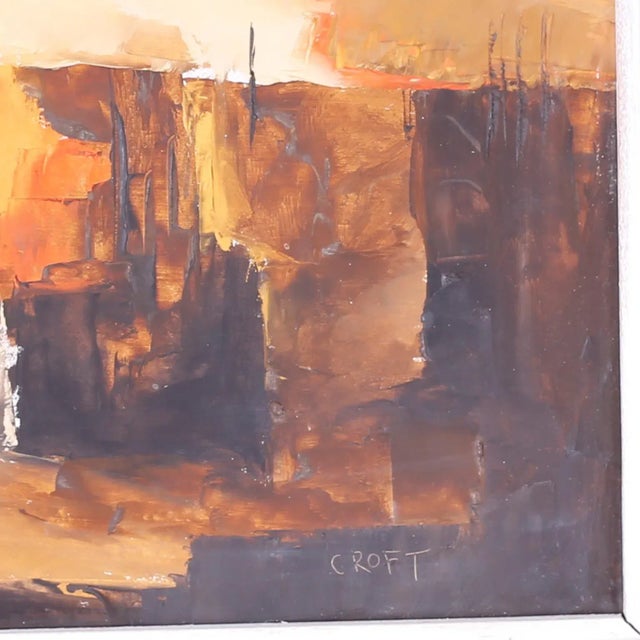 Midcentury Abstract Oil Painting on Board For Sale - Image 4 of 9