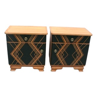 Art Deco Bedside Tables in Oak, Germany, 1940s, Set of 2 For Sale