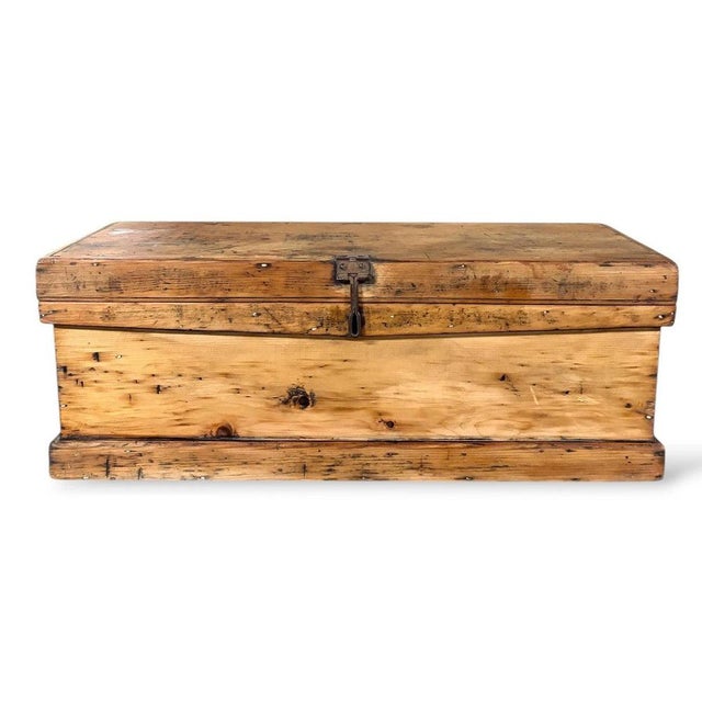 Antique Rustic Pine Chest with Dovetail Joinery and Iron Hardware For Sale - Image 6 of 9