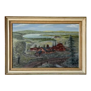 Joseph Charles Frumes Homestead Landscape Oil Painting , Framed